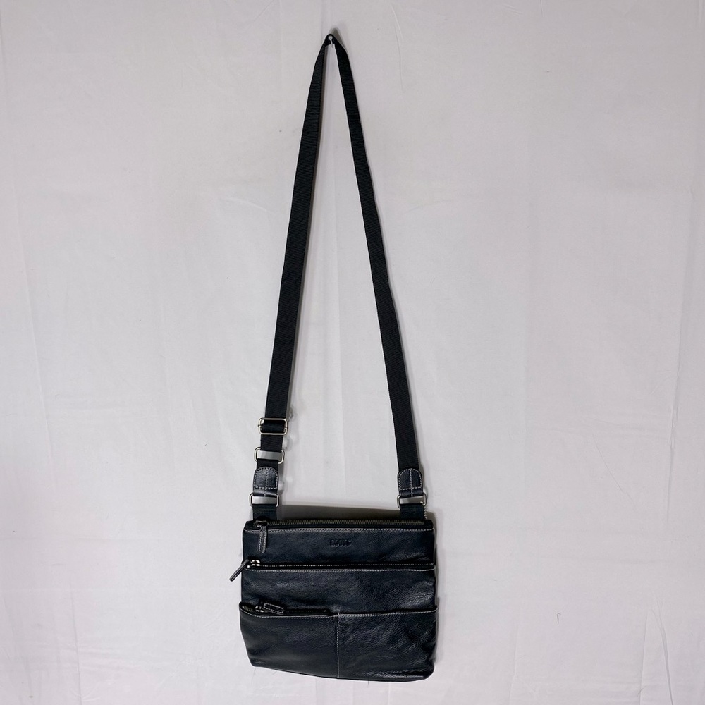 Roots Black Leather Crossbody Bag Purse